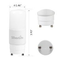 Silverlite 5W13W Cfl Equivalent Led Stick Pl Bulb Gu24 Base 500Lm Daylight4000K 120277 Voltage Ul Listed 2 Pack