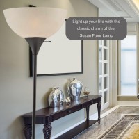 Lightaccents Stand Up Floor Lamp In Black Modern Corner Light With White Opal Bowl Shade Susan Design Ideal For Living Room