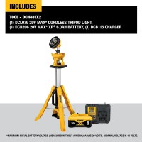 Dewalt Dcl079R1 20V Max* Cordless Tripod Light (Kit)