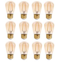 Triglow T98853-12 (12-Pack) Led 2-Watt (25W Equivalent) S14 Amber Glass Bulb, 2200K (Amber Color), 150 Lumens, E26 Medium Base Light Bulbs