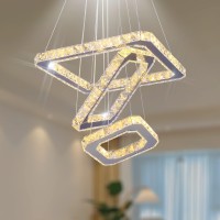 Diisunbihuo Modern Crystal Chandeliers Led Square Chandelier Pendant Lights Chandelier Pendant Light 8/12/16 Inches Warm White(Warm Square20/30/40)