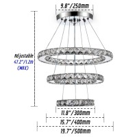 Diisunbihuo Modern Crystal Chandeliers Led Chandelier Pendant Lights Chandelier Rings Pendant Light (Cool White 30/40/50)