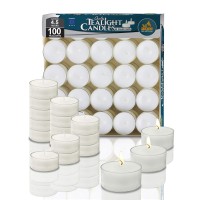 Ner Mitzvah Tea Light Candles 100 Bulk Pack White Unscented Tealight Candles In Clear Cup Long Burning 45 Hour