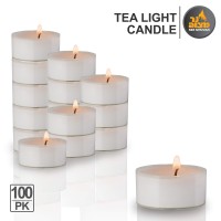 Ner Mitzvah Tea Light Candles 100 Bulk Pack White Unscented Tealight Candles In Clear Cup Long Burning 45 Hour