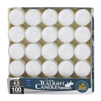 Ner Mitzvah Tea Light Candles 100 Bulk Pack White Unscented Tealight Candles In Clear Cup Long Burning 45 Hour