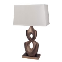 This table lamp give your space more than just lighting It is also great for complementing your decor Or giving a pop of funky style to an understated space Showcasing an artistic stand resting on a base Glossy Brown finish white Rectangular shaped shade 