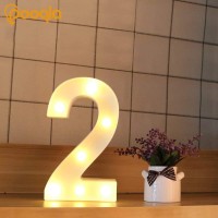 Pooqla Decorative Led Light Up Number Letters, White Plastic Marquee Number Lights Sign Party Wedding Decor Battery Operated Number (2)