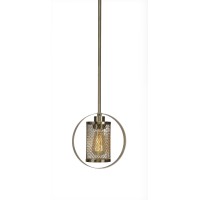 Infinity 1 Light Stem Pendant With Hang Straight Swivel Shown In New Age Brass Finish With Amber Antique Led Bulb