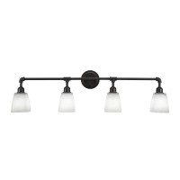 Vintage 4 Light Bath Bar Shown In Dark Granite Finish With 4.5 White Muslin Glass