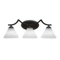 Zilo 3 Light Bath Bar Shown In Dark Granite Finish With 7 White Muslin Glass