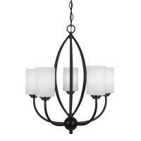 Marquise 5 Light Chandelier Shown In Dark Granite Finish With 4 White Muslin Glass