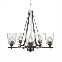 Uptowne 5 Light Chandelier Shown In Aged Silver Finish With 4.5 Clear Bubble Glass