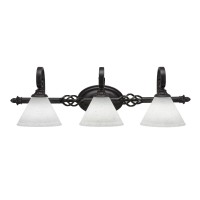 Elegante 3 Light Bath Bar Shown In Dark Granite Finish With 7 White Muslin Glass