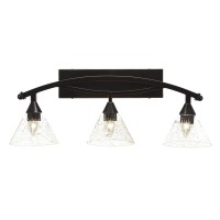 Bow 3 Light Bath Bar Shown In Black Copper Finish With 7 Clear Bubble Glass