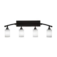 Bow 4 Light Bath Bar Shown In Black Copper Finish With 4 White Muslin Glass