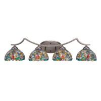 Zilo 4 Light Bath Bar Shown In Graphite Finish With 7 Kaleidoscope Art Glass