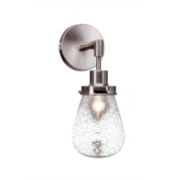 Meridian 1 Light Wall Sconce Shown In Brushed Nickel Finish With 5 Clear Bubble Glass