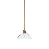 Stem Mini Pendant With Hang Straight Swivel Shown In New Age Brass Finish With 10 Clear Bubble Glass