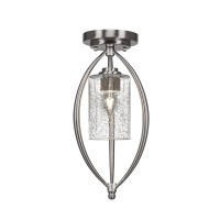 Marquise 1 Light Semi-Flush Shown In Brushed Nickel Finish With 4 Clear Bubble Glass