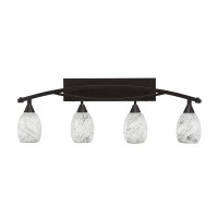 Bow 4 Light Bath Bar Shown In Bronze Finish With 5 Natural Fusion Glass