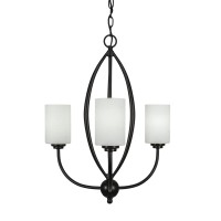 Marquise 3 Light Chandelier Shown In Dark Granite Finish With 4 White Muslin Glass