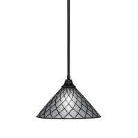 Stem Pendant With Hang Straight Swivel Shown In Matte Black Finish With 16 Diamond Ice Art Glass