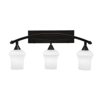 Bow 3 Light Bath Bar Shown In Black Copper Finish With 5.5 Zilo White Linen Glass