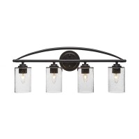 Marquise 4 Light Bath Bar Shown In Dark Granite Finish With 4 Clear Bubble Glass