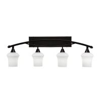 Bow 4 Light Bath Bar Shown In Black Copper Finish With 5.5 Zilo White Linen Glass