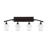 Bow 4 Light Bath Bar Shown In Bronze Finish With 5.5 Zilo White Linen Glass