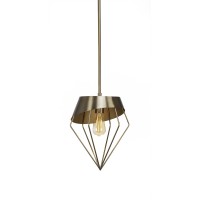 Neo 1 Light Stem Pendant With Hang Straight Swivel Shown In New Age Brass Finish With Amber Antique Led Bulb