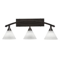 Bow 3 Light Bath Bar Shown In Bronze Finish With 7 White Muslin Glass