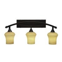 Bow 3 Light Bath Bar Shown In Black Copper Finish With 5.5 Zilo Cayenne Linen Glass