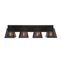 Corbello 4 Light Bath Bar Shown In Espresso Finish With 7 Espresso Metal Shades And Amber Antique Led Bulbs