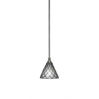 Stem Mini Pendant With Hang Straight Swivel Shown In Brushed Nickel Finish With 7 Diamond Ice Art Glass