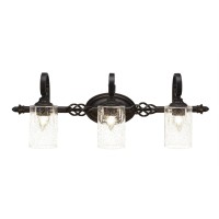 Elegante 3 Light Bath Bar Shown In Dark Granite Finish With 4 Clear Bubble Muslin Glass