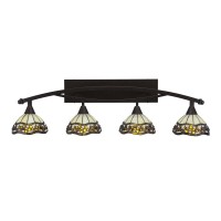 Bow 4 Light Bath Bar Shown In Bronze Finish With 7 Roman Jewels Art Glass