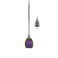 Stem Mini Pendant With Hang Straight Swivel Shown In Chrome Finish With 5 Silver Fire Glass