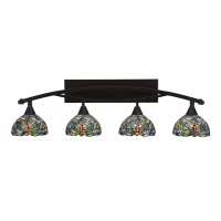 Bow 4 Light Bath Bar Shown In Bronze Finish With 7 Kaleidoscope Art Glass