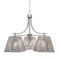 Corbello 3 Light Chandelier Shown In Aged Silver Finish With 9.5 Aged Silver Metal Shades And Clear Antique Led Bulbs