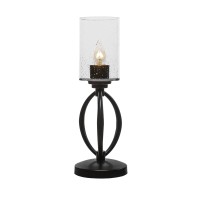 Marquise 1 Light Mini Table Lamp Shown In Dark Granite Finish With 4 Clear Bubble Glass