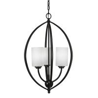 Marquise 3 Light Pendant Shown In Dark Granite Finish With 4 White Muslin Glass