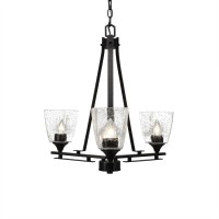 Uptowne 3 Light Chandelier Shown In Dark Granite Finish With 4.5 Clear Bubble Glass