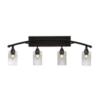 Bow 4 Light Bath Bar Shown In Black Copper Finish With 4 Clear Bubble Glass