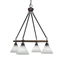 Blacksmith 4 Light Chandelier With 7 White Muslin Glass