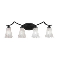 Zilo 4 Light Bath Bar Shown In Matte Black Finish With 5.5 Fluted Italian Ice Glass