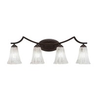 Zilo 4 Light Bath Bar Shown In Dark Granite Finish With 5.5 Fluted Italian Ice Glass