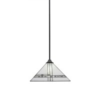 Stem Hung Pendant With Square Fitter Shown In Brushed Nickel Finish With 14 New Deco Art Glass