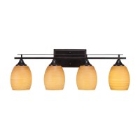 Uptowne 4 Light Bath Bar Shown In Dark Granite Finish With 5 Cayenne Linen Glass