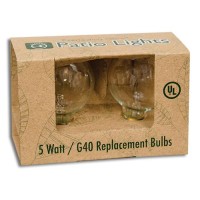 Patio Lights Replacement Bulbs are5watt G40 bulbs that come two per pack and can be used both indoors and outdoors